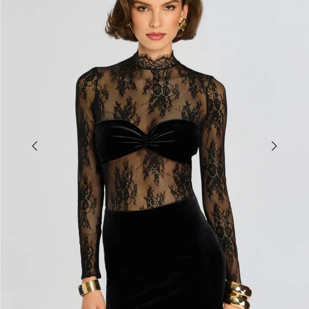 Retrofete Brigette Black Lace and Velvet Mini Dress XL